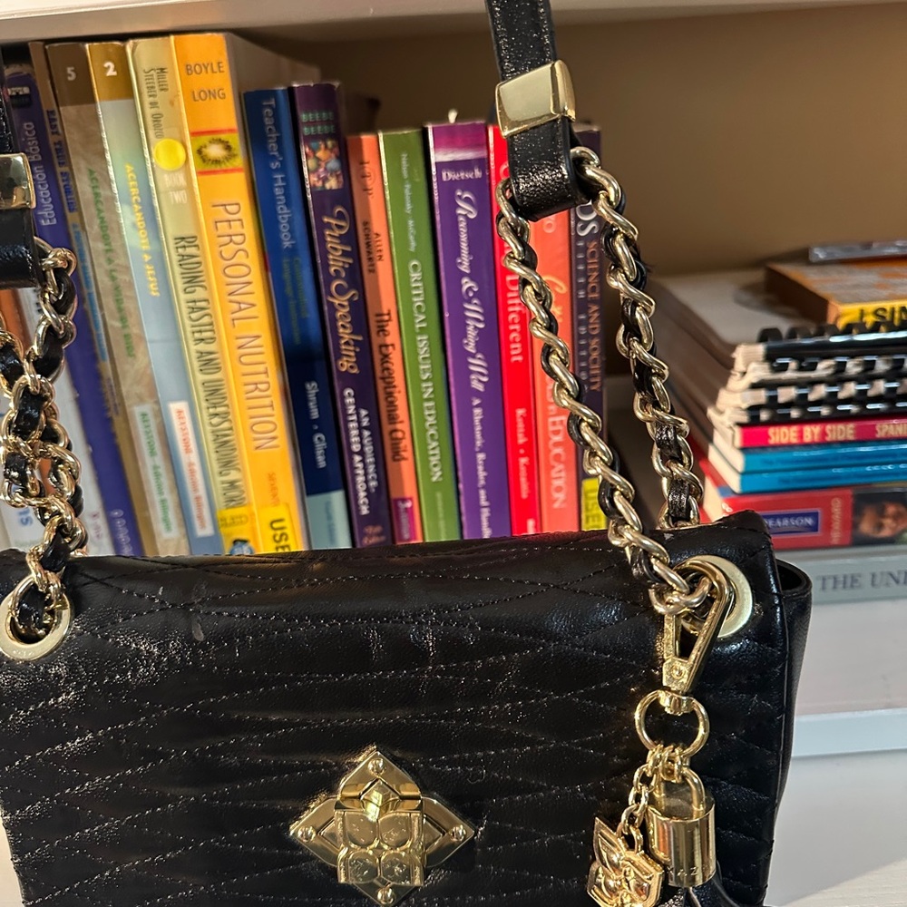 BCBG MAZARIA Classic Black Quilted Chain-Strap Shoulder Bag - Picture 6 of 8